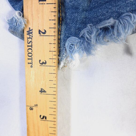 We The Free Shorts Womens 27 Curvy Blue Cut Off Button Fly Distressed Denim - Picture 6 of 9